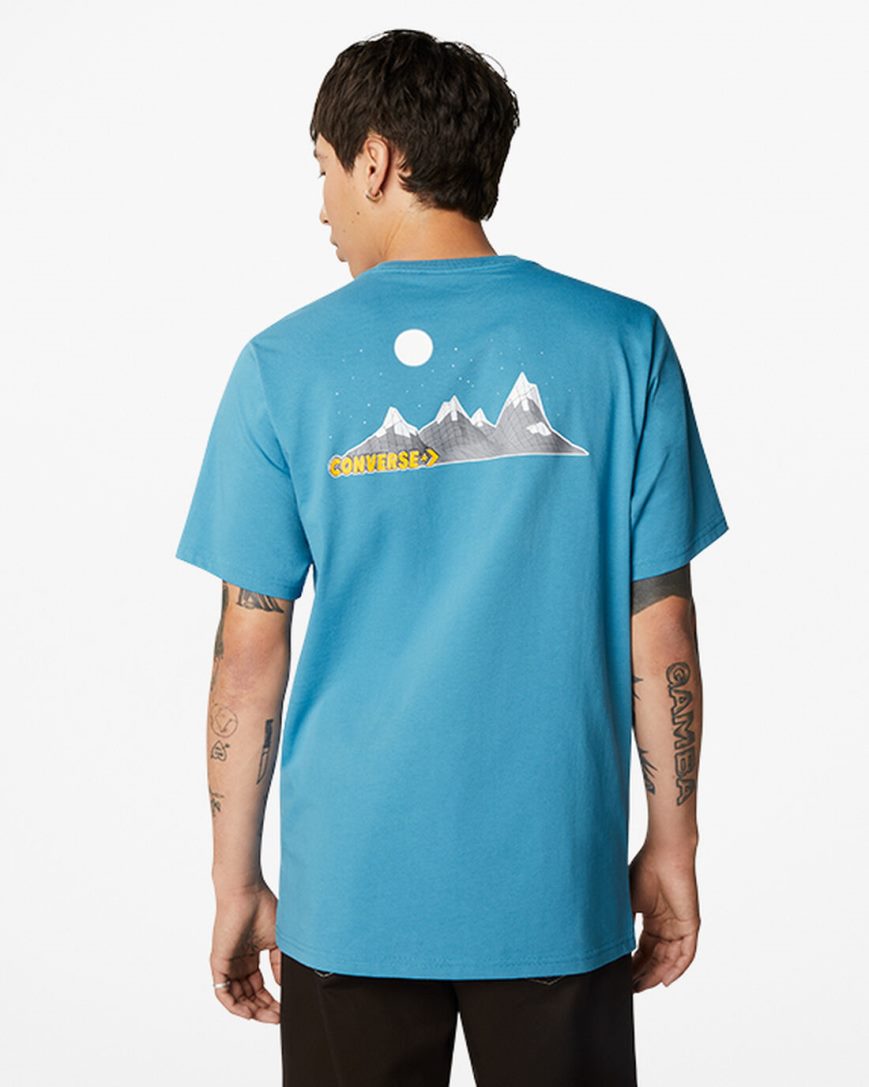 Pánské T-Shirts Converse Moon Mountain Grafická Blankyt | CZ WOYQ39